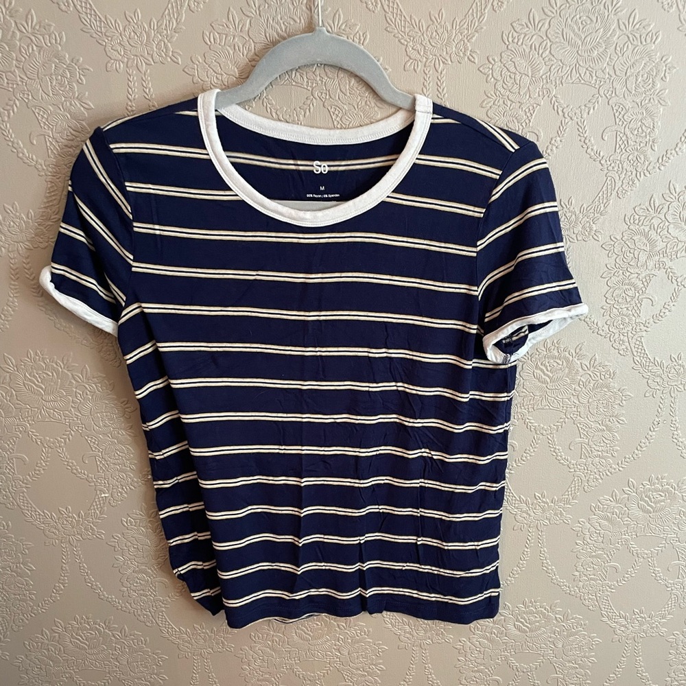 SO juniors blue striped shirt size medium good condition